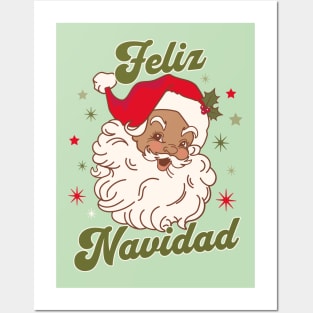 Feliz Navidad Red Santa Spanish Christmas Posters and Art